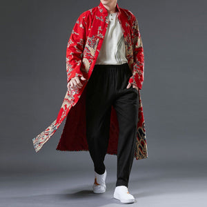 Tang Chinese dragon extra long jacket