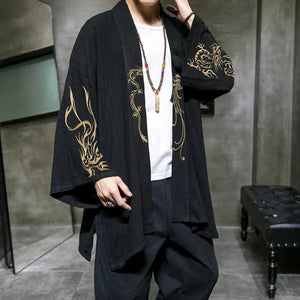 Golden dragon kimono robe