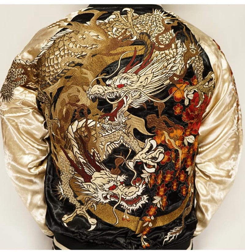 Hyper premium embroidery epic dragon sukajan souvenir jacket 2 sided reversible