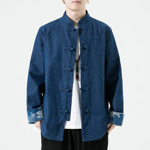 Load image into Gallery viewer, Denim Tang Dynasty wave design cuff jacket
