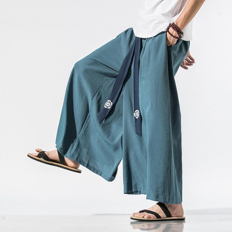 【SATIIIZ】Lupin Bijo Wide Cotton Pants Bline incision wide cotton pants - satiiiz
