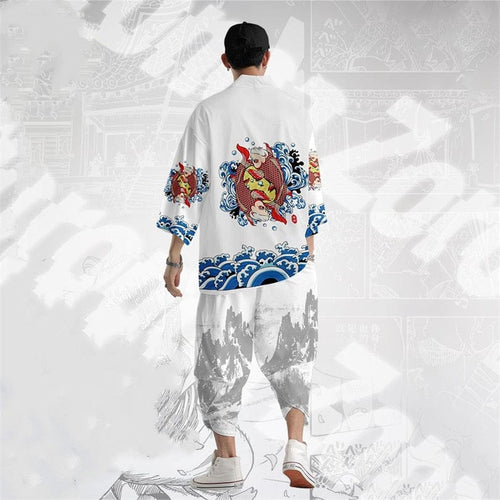 Koi splash kimono set top + bottoms