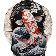 Load image into Gallery viewer, Hyper premium embroidery fish carp sukajan souvenir jacket 2 sided reversible