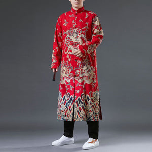 Tang Chinese dragon extra long jacket