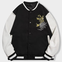 Load image into Gallery viewer, Golden carp embroidery baseball jacket