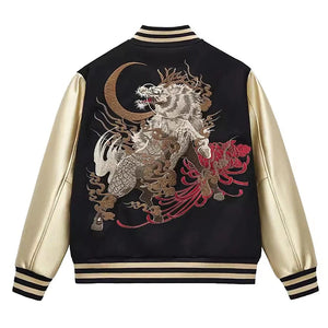 Ultra premium midnight beast embroidery sukajan baseball jacket