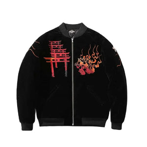 Hyper premium fiery beauty embroidery baseball style jacket