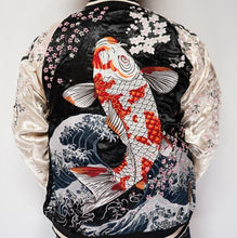 Load image into Gallery viewer, Hyper premium embroidery fish carp sukajan souvenir jacket 2 sided reversible