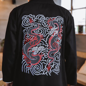 Dragon square embroidery long jacket