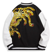 Load image into Gallery viewer, Golden Phoenix embroidery baseball jacket