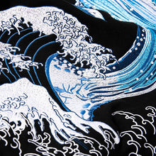 Load image into Gallery viewer, Blue whale tsunami embroidery baseball jacket