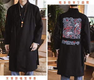 Dragon square embroidery long jacket