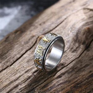 Kanji text stainless steel ring