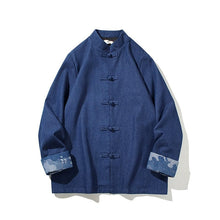 Load image into Gallery viewer, Denim Tang Dynasty wave design cuff jacket