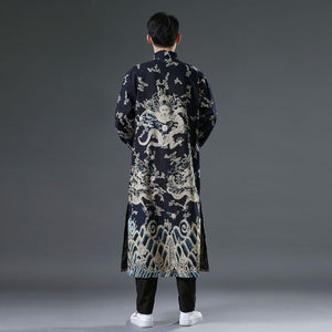 Tang Chinese dragon extra long jacket