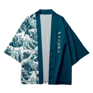 Katakana print graphics kimono