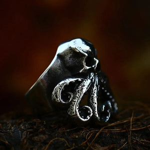 Octo-skull stainless steel ring