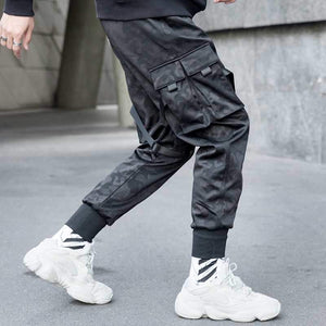 Dark carbon cargo pants