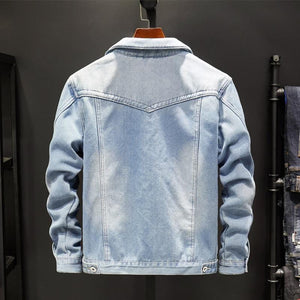 Fleece lining vintage denim jacket