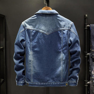 Fleece lining vintage denim jacket