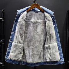 Load image into Gallery viewer, Fleece lining vintage denim jacket