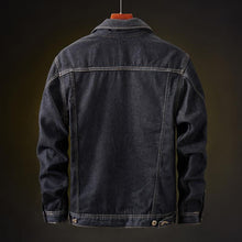 Load image into Gallery viewer, Fleece lining dark mineral denim jacket