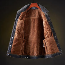 Load image into Gallery viewer, Fleece lining dark mineral denim jacket