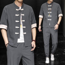Load image into Gallery viewer, Solid style Chinese Tang shirt + pants set