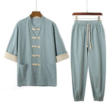 Load image into Gallery viewer, Solid style Chinese Tang shirt + pants set