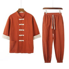 Load image into Gallery viewer, Solid style Chinese Tang shirt + pants set