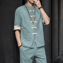 Load image into Gallery viewer, Solid style Chinese Tang shirt + pants set