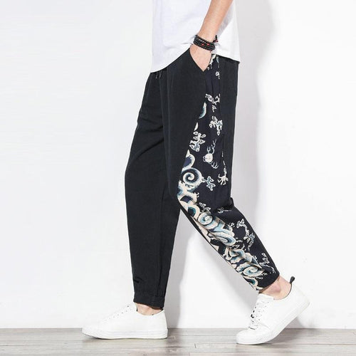 Dragon design harem pants