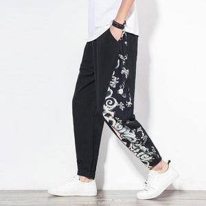 Dragon design harem pants