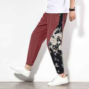Dragon design harem pants