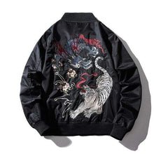 Load image into Gallery viewer, Dragon fiery tiger roar bomber jacket
