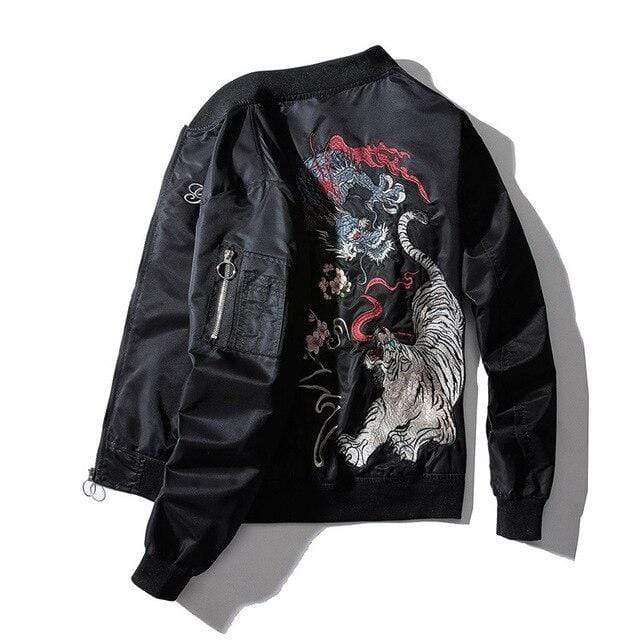 Dragon fiery tiger roar bomber jacket