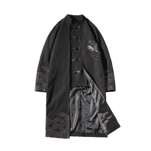 Silhouette crane wave long trench jacket