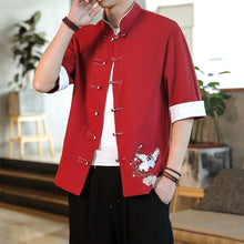 Load image into Gallery viewer, Double crane embroidery Tang shirt