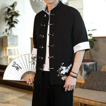 Load image into Gallery viewer, Double crane embroidery Tang shirt