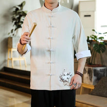Load image into Gallery viewer, Double crane embroidery Tang shirt
