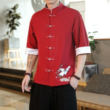 Load image into Gallery viewer, Double crane embroidery Tang shirt