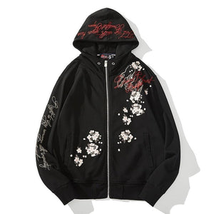 Premium embroidery geisha hoodie