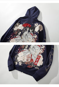 Premium embroidery geisha hoodie