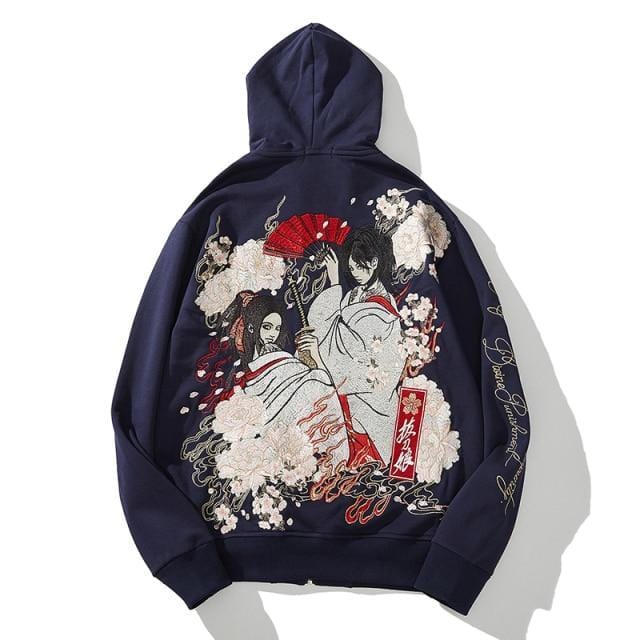 Premium embroidery geisha hoodie