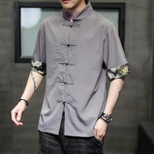 Load image into Gallery viewer, Short sleeve cuff design high collar Tang shirt