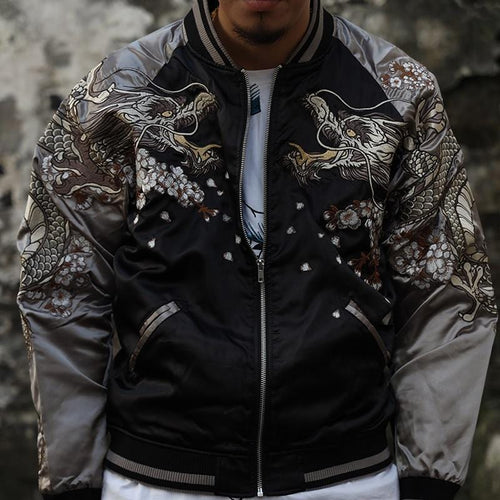 Hyper premium twin dragon embroidery sukajan jacket