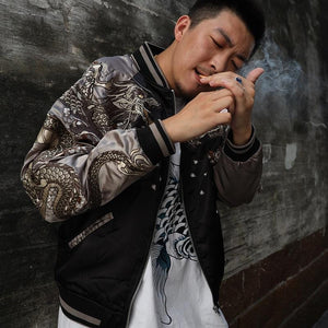 Hyper premium twin dragon embroidery sukajan jacket