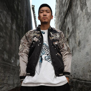 Hyper premium twin dragon embroidery sukajan jacket