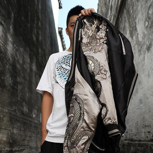 Hyper premium twin dragon embroidery sukajan jacket