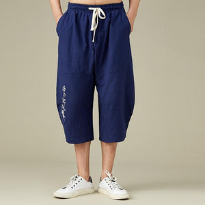 Ancient text design linen harem pants